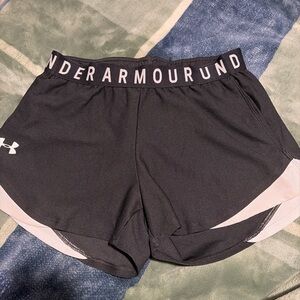 Under Armour Black Athletic Shorts with White Accent